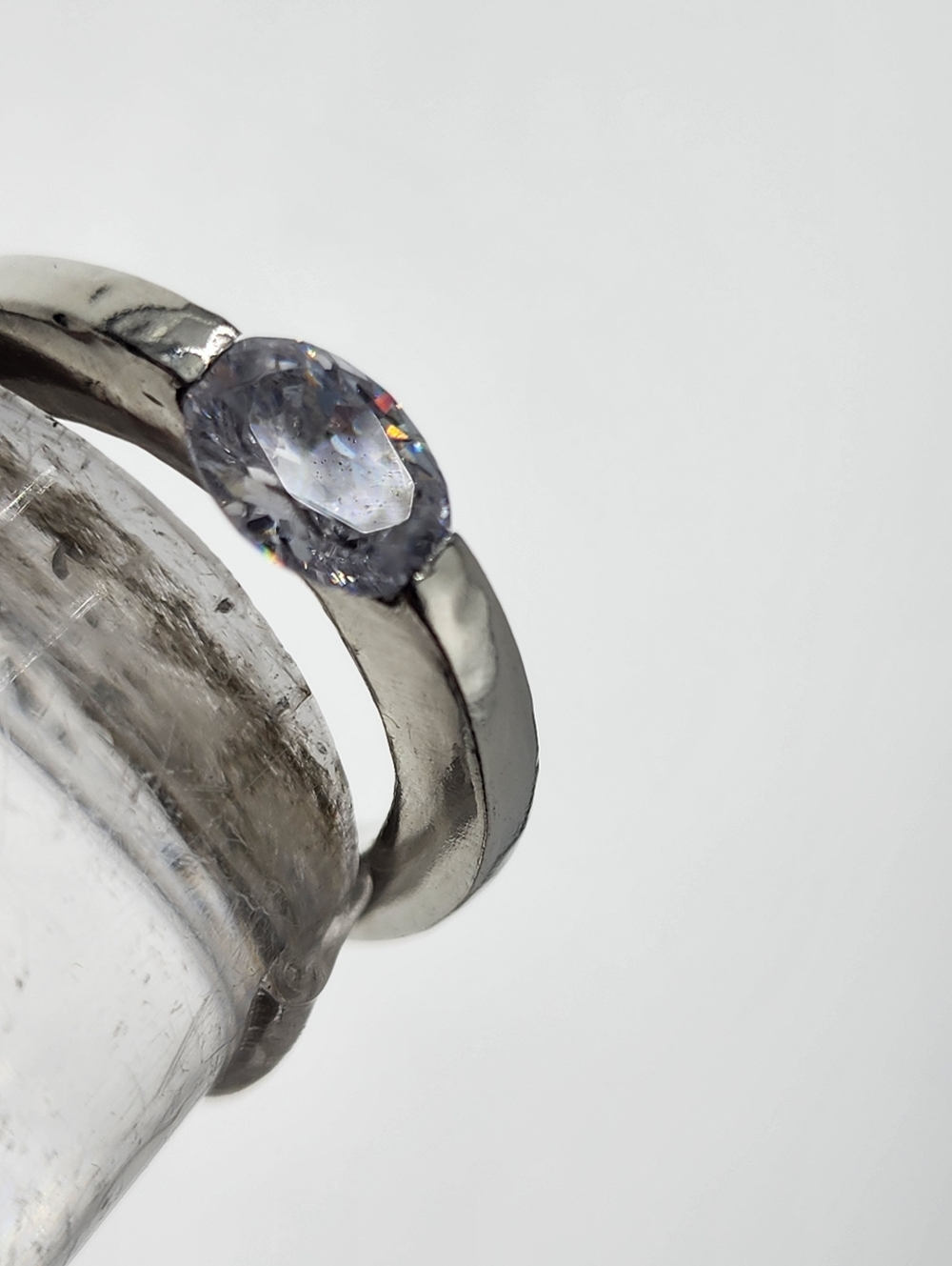 CUBIC ZIRCONIA PRESSURE RING HANDMADE STERLING SILVER SIZE7 - Picture 8 of 15